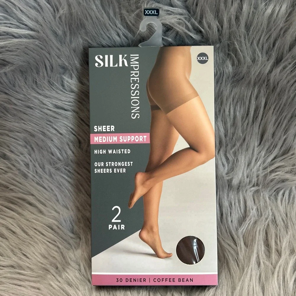 Silk Impressions Sheer Medium Support Womens Size XXXL Coffee Bean High Waisted